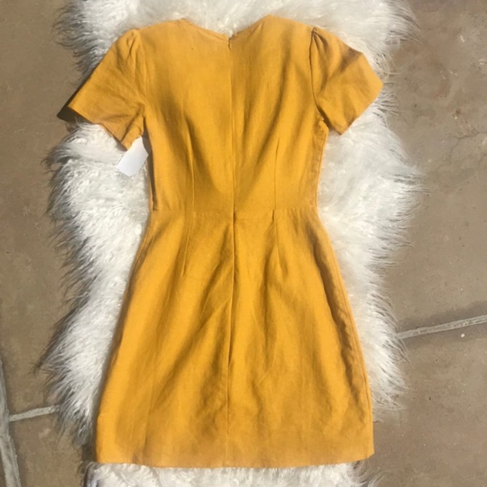 Yellow Socialite Linen Dress - Picture 2 of 3